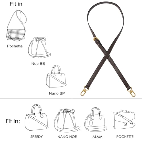 Image of Vachetta Genuine Leather Adjustable Genuine Leather Crossbody Straps Replacement (Coffee)