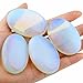 Rockcloud Oval Worry Stones,Palm Pocket Energy Stone,Healing Crystal with Velvet Bag,Opalite