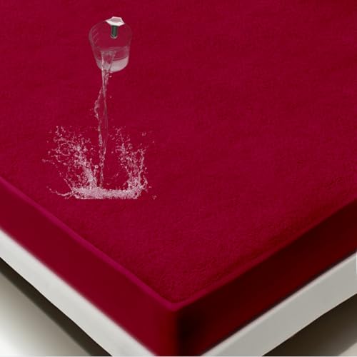 Image of Maximus Premium Double Bed Waterproof Mattress Protector Cover | Breathable Terry Cotton Bed Protector, Double Bed (72 X 60, Maroon)