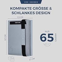 VON HEESEN Slim Wallet mit RFID Schutz - Geldbörse Herren klein - Mini Geldbeutel Damen Portmonee - Kartenetui Echtleder Karten Portemonnaie - Leder Kreditkartenetui Hellblau – Ansicht 6