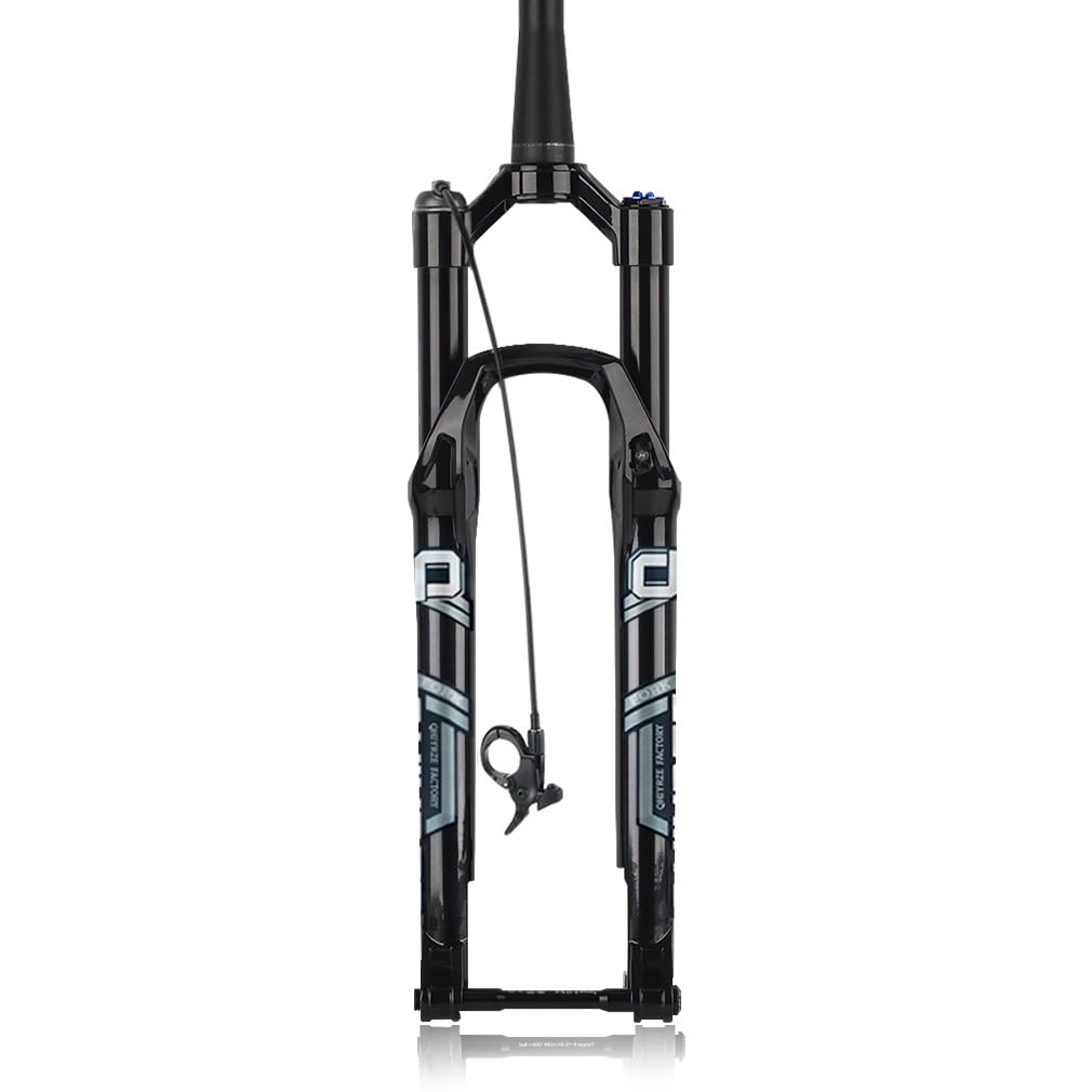 27,5/29'' widelec amortyzowany do roweru górskiego 120 mm MTB Air Thru Axle 15 * 110 mm BOOST przedni czarny odbicie regulowany 1-1/2 stożkowy ręczny/zdalny zamek (zdalny, 70 cm)