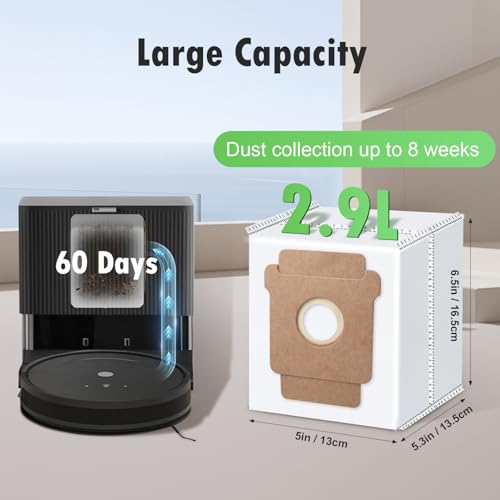 Image of 12-Pack Replacement Dust Bag Compatible with iRobot i, j, s Series, Roomba 104, 105 Vac, 105 Combo, Plus 405, Plus 505 Combo, Max 705 Vac, 705 combo Vacuum Cleaner, Disposable Vacuum Bags