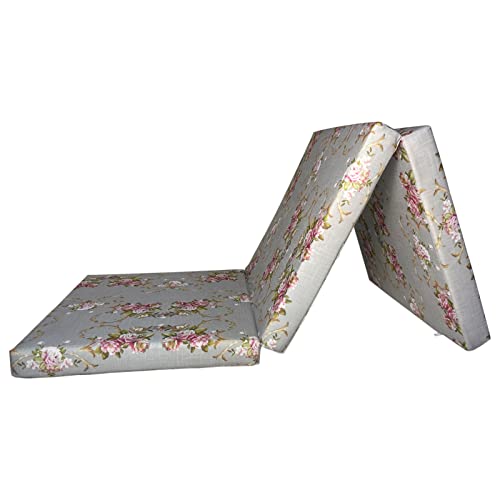 Fortisline, Matelas, lit d'appoint Pliant 180x65x7 cm, chauffeuse, futon Motif Fleur sur Un Fond Gris Cover