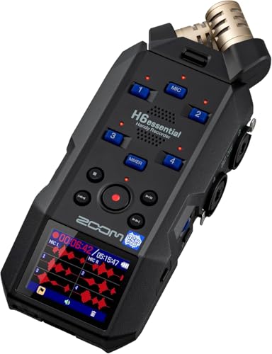 Image of Zoom H6essential 6-Track 32-Bit Float Portable Audio Recorder Bundle with APH-6e H6essential Accessory Pack with Hairy Windscreen, Padded Shell Case, AC Adapter, & USB C-Cable (H6e + APH6E Bundle)