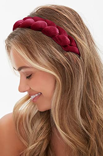 WOVOWOVO Headbands for Women , Non-Slip Soft Solid Thick Wide Solid Color Girls Hair Hoop Velvet Braided Headband's Cute Hair Accessories , Wine Red