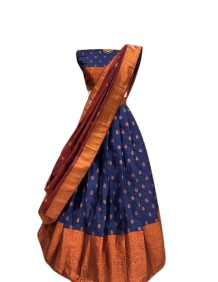 Image of ZITON ARICO MART Women's Indian Traditional Kanjivaram Silk Pure Weaving Lehenga Choli Along With Dupatta And Blouse Piece, Half Saree (Unstitched)