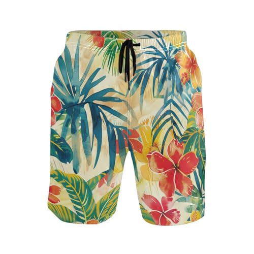 Short de bain double couche confortable et fleuri pour homme actif