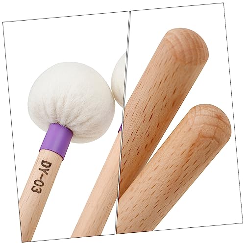 Yardwe 2 piezas de baquetas de fieltro con mango de madera, cabeza morada, accesorio para percusión para práctica y actuación miniatura 2