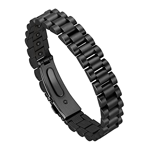 Jecanori Magnetisches Armband für Herren, schwarze Faltschnalle, Titanstahl, Magnettherapie-Armband für Arthritis, Schmerzlinderung und Karpaltunnel, Heilschmuckgeschenk mit Geschenkbox Cover