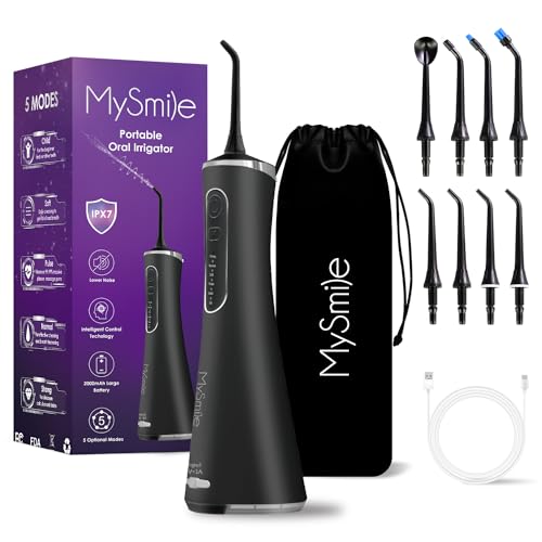 MySmile LP211 Cordless Advanced Water Flossers for Teeth, 5 Cleaning Modes Rechargeable Power Dental...