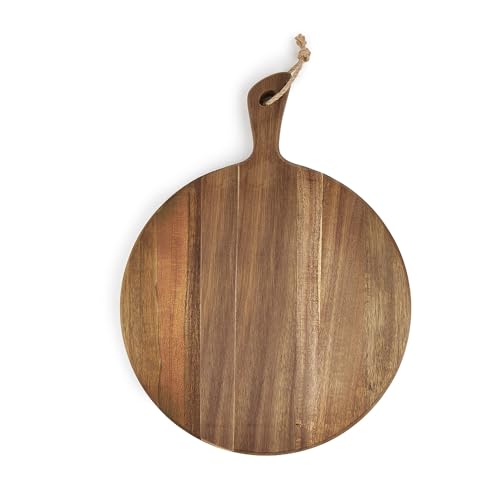 Tabla de cortar de madera de acacia con mango 16x12 pulg miniatura 1