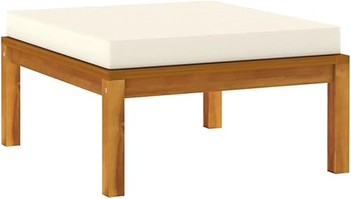 Miniatura 9 de ZQQLVOO Sillón de jardín muebles de patio al aire libre juego de 12 piezas con cojín crema madera de acacia maciza para césped jardín patio piscina