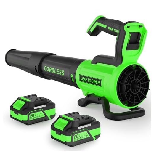 Leaf Blower Cordless with 2× 4.0Ah Batteries and Charger, 560CFM & 180MPH Lightweight Leaf Blower, 2 Speed Electronic Control, 20V Electric Blower for Driveway, Lawn & Yard Care