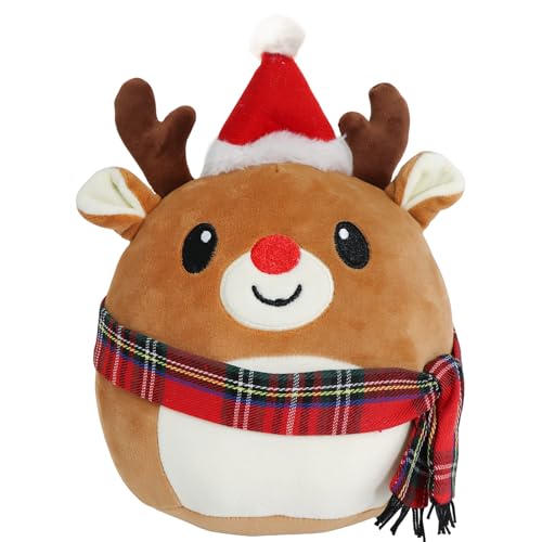 yohica Christmas Plush Reindeer, Stuffed Animal with Christmas Hat, Stuffy Reindeer for Kids