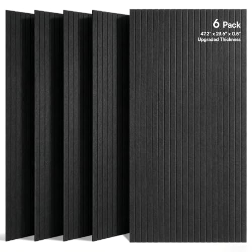 Image of SODOCT 6 Pack Large Acoustic Panels, 47.2 inch X 23.6 inch X 0.5 inch Sound Proof Panels for Walls, High Density Sound Absorbing Panels for Home Studio & Office, Black