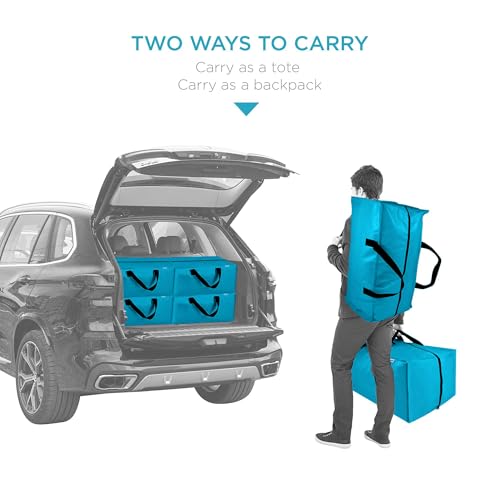 6 Pack Extra Large Moving Bags with Zippers, Backpack Straps & Reinforced Handles, Heavy Duty Storage Bags for Clothes, Moving, Space Saving, Blue