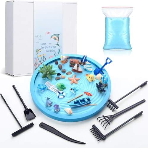 Halloscume 37 Pcs Ocean Zen Garden Kit for Desk 10