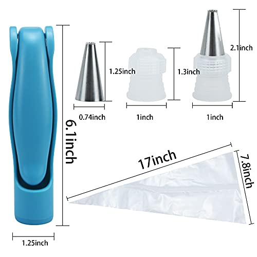 Cake Decorating Kit, Icing Pen Decor Kit DIY Cake Decor Pen Supplies for Beginners- 4 Different Shaped Nibs 4 Icing Piping Bags 2 Coupler Tools, Blue
