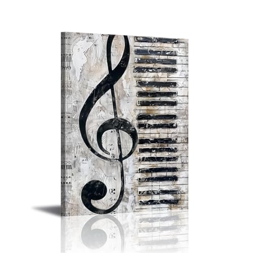 PLIDAAYO Vintage Piano Wall Art Black and White Piano