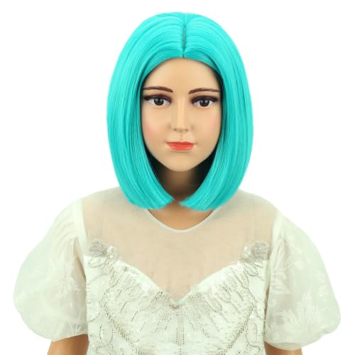Kids Blue Wig Girls Teal Blue Wig Child Short Bob Wigs Middle Part Bob Wigs for Kids