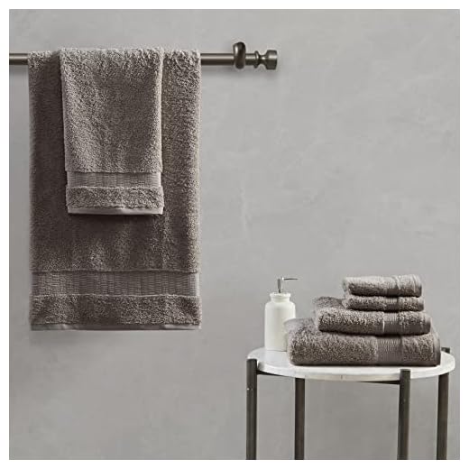 MADISON PARK SIGNATURE Luxor 100% Egyptian Cotton Luxurious Bath Towel Set, Silky Soft, Highly Absorbent, Premium Spa Quality, Multi-Sizes, Taupe 6 Piece