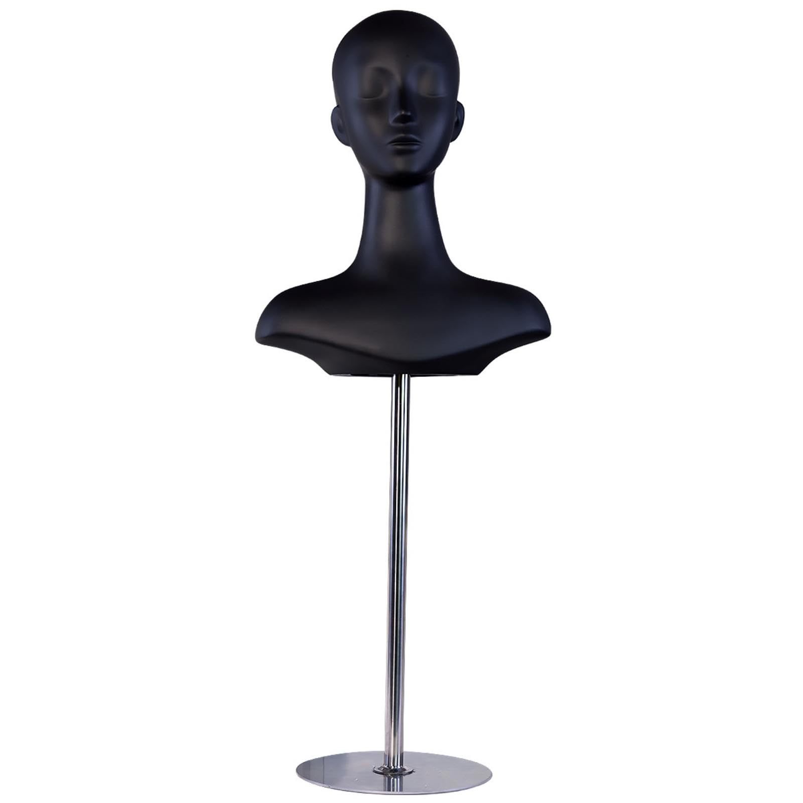 Mannequin Head with Stand Matte Black Mannequin Head with Shoulders Adjustable Height for Hairpiece Makers, Retail Counter, Shop Window-image-36