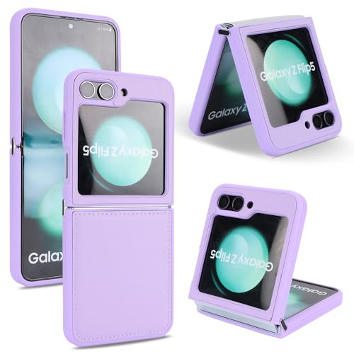 Samsung Galaxy Z Flip 5 étui de protection antichoc cuir violet rigide mince