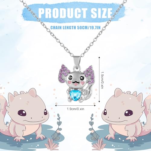 Cute Axolotl Necklace, Axolotl Crystal Jewellery Necklace Axolotl Pendant Jewel Present Blue Crystal Pendant Charm Stuff for Fashion Jewelry Birthday Gift2