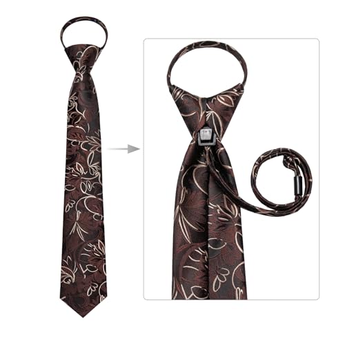 Image of Hi-Tie Zipper Ties for Men Pre-tied Tie Set Lapel Pin Pocket Square and Cufflinks Formal Business Wedding Adjustable Necktie