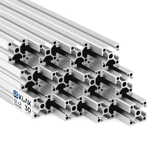 KLAK 30 - Aluprofil 12 Stück 30x30mm 2m System-, Montage-, Konstruktionsprofil Nut 8