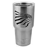 Patriotic Waving American USA Flag Vinyl Sticker Decal for Yeti Mug Cup Thermos Pint Glass (4