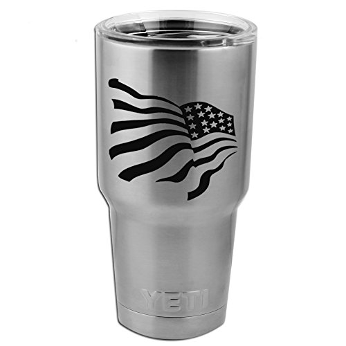 Patriotic Waving American USA Flag Vinyl Sticker Decal for Yeti Mug Cup Thermos Pint Glass (4