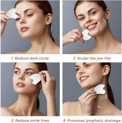 Image of Aerowave Advanced Gua-Sha Stainless Steel Tool for Face & Neck | Lymphatic Drainage, Facial Toning, Skin Firming & Anti-Aging Care