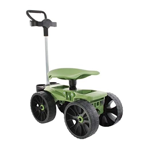 TheXceptional Wheelie with Tool Toter Handle | American Made Rolling Scoot and Tool Rack | Garden Cart with Seat | Made in USA by Vertex | Model EX540