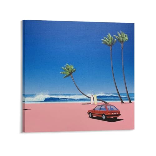 Hiroshi Nagai 永井 博 イラストポップなカラースタイルの絵画イラストレーター (21) プリント キャンバス 絵画 壁アート モダン ホーム装飾 ぶら下がる ポスター 画像 壁の絵 版画 ギフト16x16inch(40x40cm)