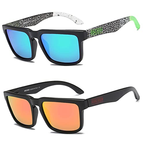 RAKREN Retro Polarized Sunglasses Men Women,Square Sunglasses for Men Driving Sport Shades UV400 Protection2