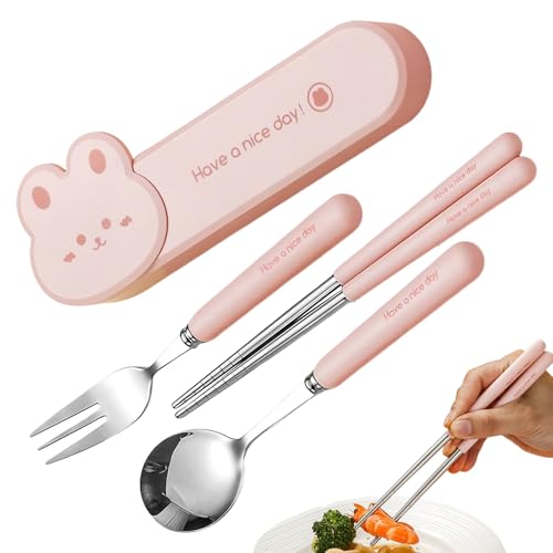 Juego de Cubiertos de Viaje,Juego De Utensilios Para Niños - Suministros Escolares Para Comidas Diarias - Para Avion Comidas Diarias Picnic Bebe Camping Y Actividades Exteriores