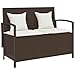 vidaXL Gartenbank mit Stauraum und Kissen Braun Poly Rattan, Gartenbank, Parkbank, Outdoor-Bank, Sitzbank, Terrassenbank, Außenbank, Gartenmöbel