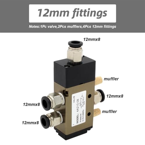 Válvula de control de aire 4A110-06 neumática de inversión para cilindro pequeño con conector 12mm 3