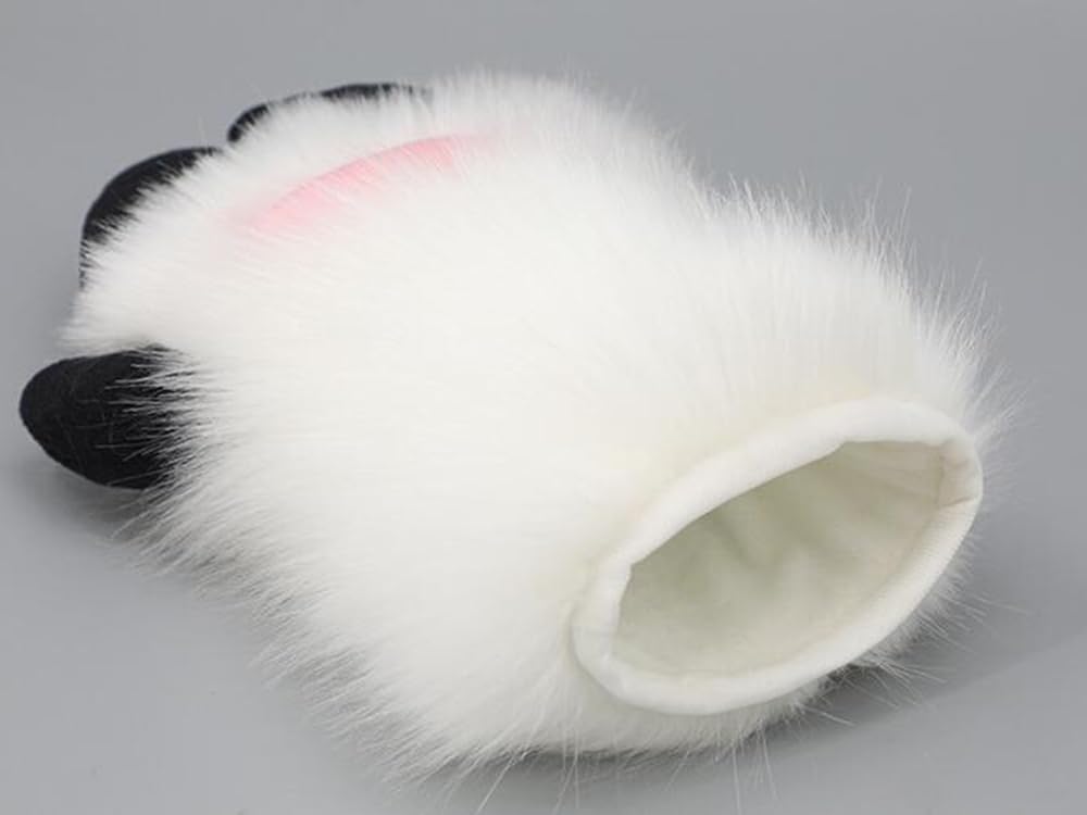 Cute Sheep Claw Gloves Furry Faux Fur Animal Paw Mittens for Halloween Cosplay Fursuit Costume Accessories