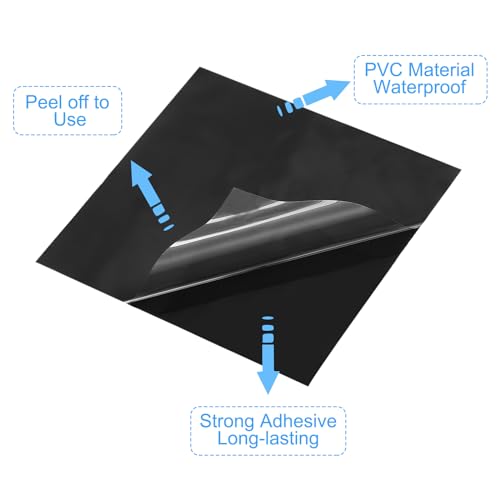 Image of PATIKIL Waterproof Patch Seal Tape 4 in x 4 in, 12 Pack PVC Leak Proof Repair Tape Instant Sealing for HVAC Ducts, Roof Crack, Hoses Pipes, Awning, Black