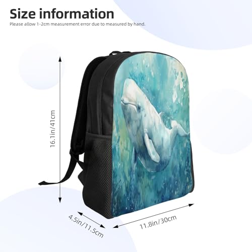 Waterproof Backpack Beluga Whale Ocean Life 16Inch Unisex Backpack Gym Casual Daypack for Women Men Gift4
