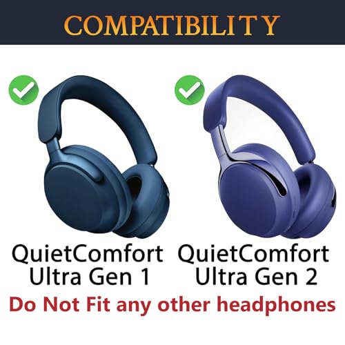 Image of SOULWIT Replacement Earpads for Bose QC Ultra /New QuietComfort Ultra(2nd Gen) Wireless Headphones, Ear Pads Cushions with Softer Protein Leather, High-Density Noise Isolation Foam - Lunar Blue