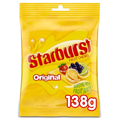 Starburst Original Fruit Chews Sweets Pouch Bag 138g - Chewy Vegan Candy Assortment - Sharing Snacks For Summer BBQ Picnics Parties & Travel Accessories
