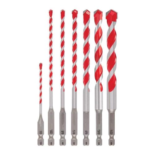 for Milwaukee 48-20-9057 7pc. Large Shockwave Carbide Hammer Drill Bit Kit