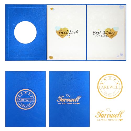 IRENE Farewell Party Decorations Guest Book, Blue Gold We Will Miss You Farewell Card for Women Men, Going Away Card Alternative Signature Board for Retirement Gift Party Supplies