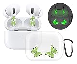 RockMax for AirPods Pro 2nd Generation Case, Clear Case Cover with Keychain and Glow in The Dark Butterfly Stickers, Luminous Skin Wrap Gift