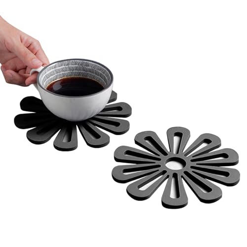  2 Pcs Trivets for Kitchen Worktops, Heat-Resistant Hot Pan Stand, Pot Holder Waterproof Heat Mats, Trivets for Hot Pans Kitchen Worktops Household Table Protective Mat (Black) - Image 8