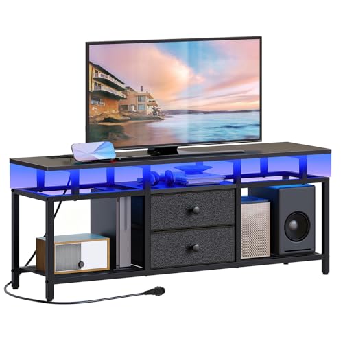 YATINEY TV-Schrank, für Fernseher bis zu 45'', TV Board mit Ladestation...