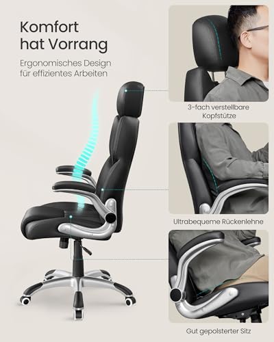 SONGMICS Bürostuhl, Gaming-Stuhl, verstellbare Kopfstütze, Wippfunktion, Schreibtischstuhl...
